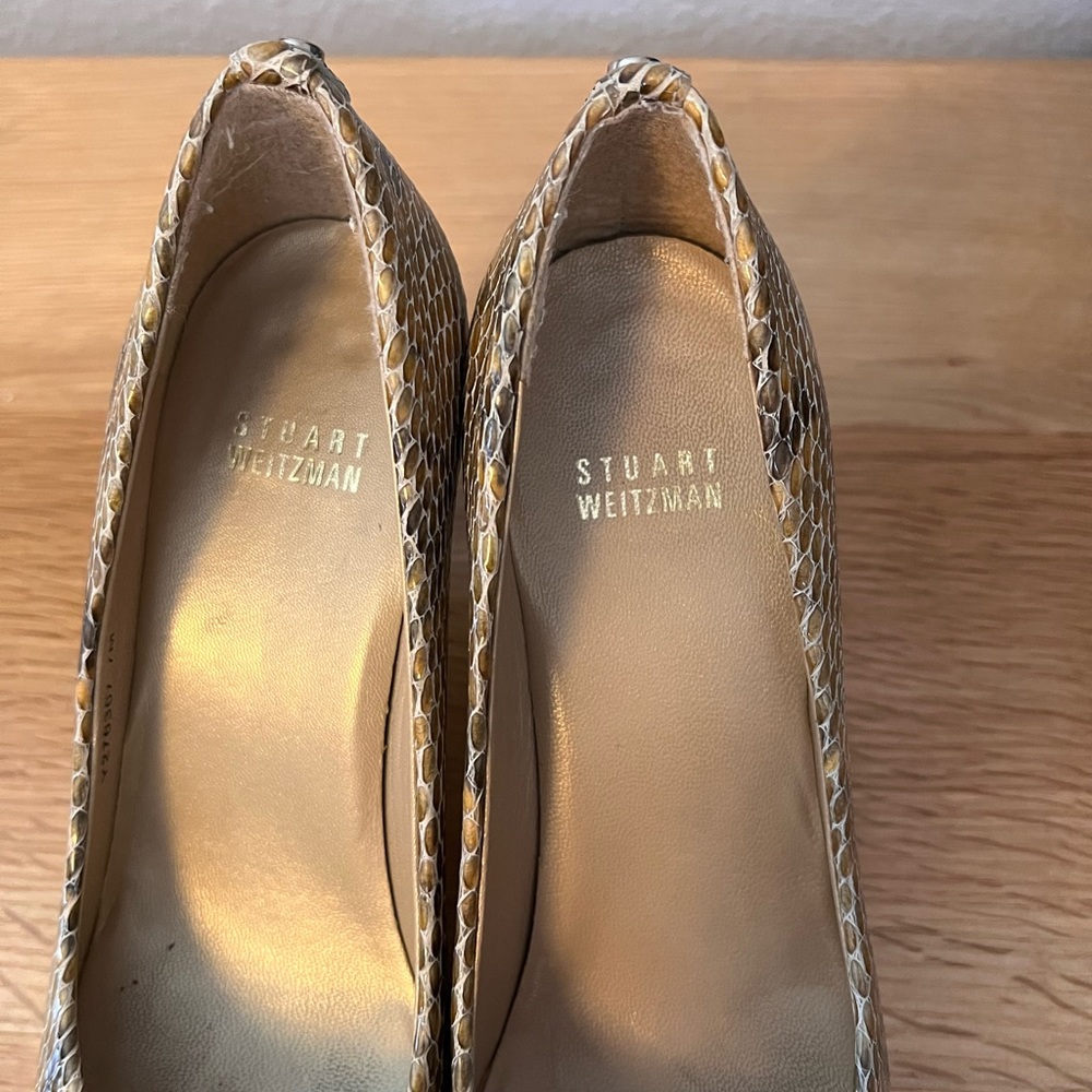 Stuart Weitzman Python Embossed Peep Toe Pump - image 3